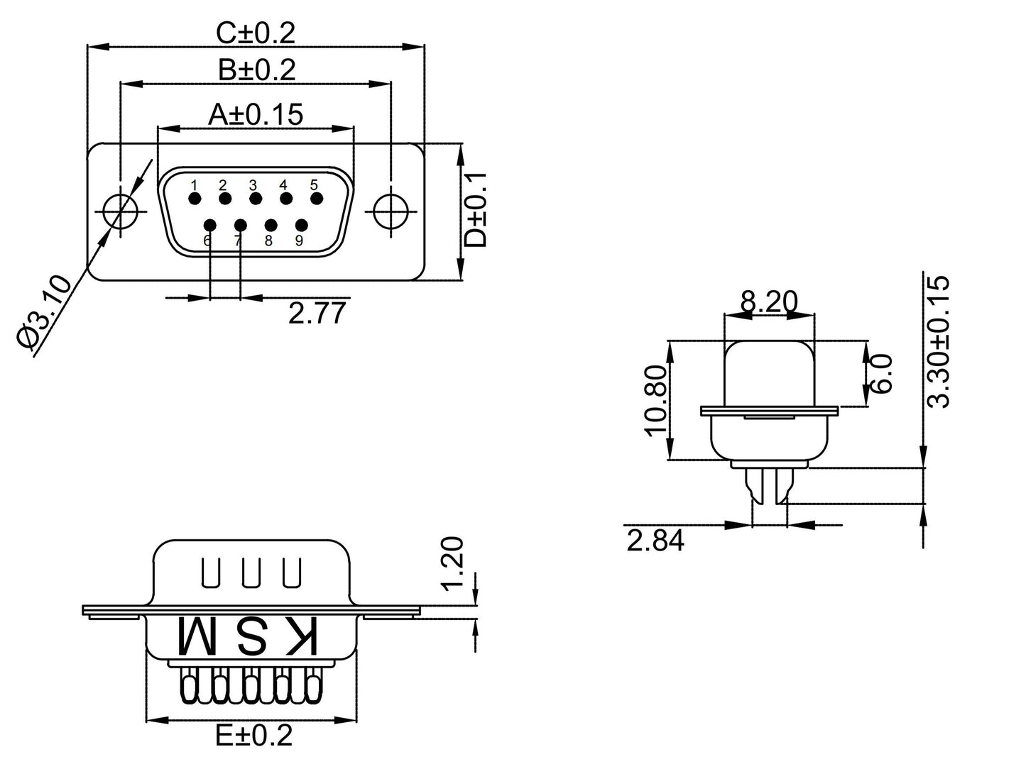 D-sub VGA connector 9P male black half Gold plating